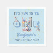 Serviette En Papier Garçon Premier Anniversaire Amusant Un Dinosaure C (Devant)