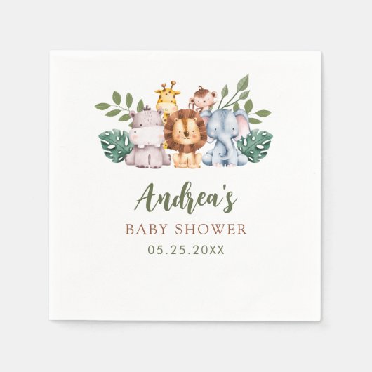 Serviette En Papier Garçon Safari Jungle Baby shower serviettes (Devant)