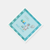 Serviette En Papier Garçon Silly Goose 1er Anniversaire Bleu Plaid (Coin)