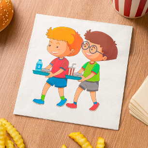 Serviette En Papier Garçons adorables transportant des plateaux alimen