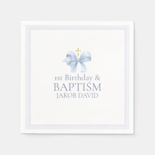 Serviette En Papier Garçons Blue Bow 1er anniversaire et baptême