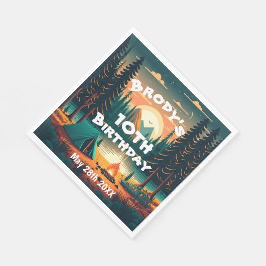 Serviette En Papier Garçons Camping Aventure Anniversaire (Coin)