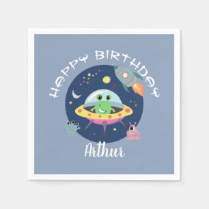Serviette En Papier Garçons Cool Blue Space Alien Galaxy Anniversaire