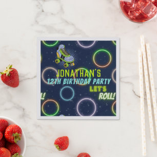 Serviette En Papier Garçons Green Blue Neon Lumières Roller Skate Part