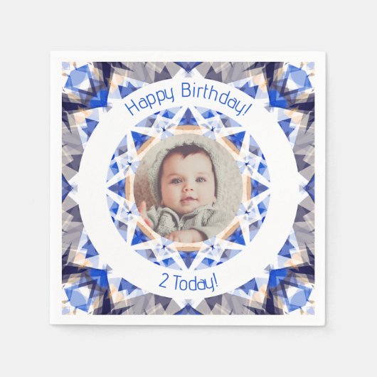Serviette En Papier Garçons Joyeux Anniversaire Vibrant Blue Star Cust (Devant)