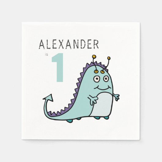 Serviette En Papier Garçons Monster 1er fête d'anniversaire (Devant)