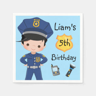 Serviette En Papier Garçons Officier de police flic fête d'anniversair
