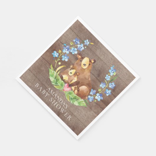 Serviette En Papier Garçons Ours Baby shower Papier serviettes (Coin)