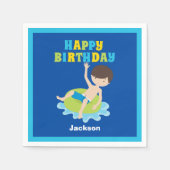 Serviette En Papier Garçons Piscine Fête Enfants Bleu Anniversaire (Devant)