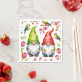 Serviette En Papier Garden Gnomes with Tropical Parrots  (En situation)
