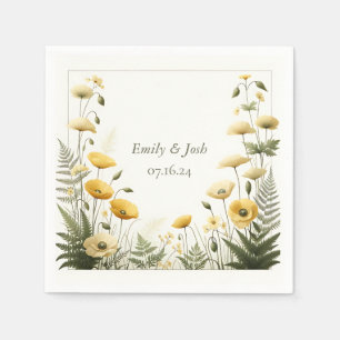 Serviette En Papier Garden Party Jaune et Fleur sauvage d'olive