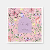 Serviette En Papier Garden Pink Butterfly Lavender Arch Baby Shower (Devant)