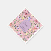 Serviette En Papier Garden Pink Butterfly Lavender Arch Baby Shower (Coin)
