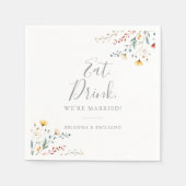 Serviette En Papier Garden Wildflower Eat Drink We're Married Wedding (Devant)
