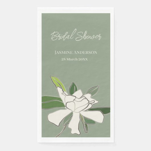 Serviette En Papier Gardenia Florale Blanche Simple Fête des mariées J (Devant)