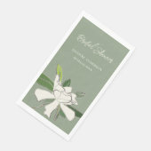 Serviette En Papier Gardenia Florale Blanche Simple Fête des mariées J (Coin)