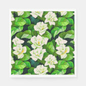 Serviette En Papier Gardenias blanches et Feuilles verts de Jade (Devant)