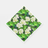 Serviette En Papier Gardenias blanches et Feuilles verts de Jade (Coin)