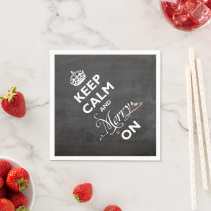 Serviette En Papier Gardez Le Calme Et Le Joyeux Sur Chalkboard Drôle 