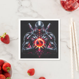 Serviette En Papier Gardien Cosmique Cyber Abstrait Robot Futuriste