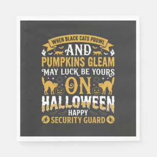 Serviette En Papier Gardien de sécurité Halloween chats noirs et citro