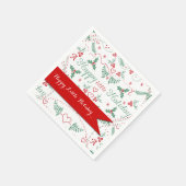 Serviette En Papier Garland rouge et vert Joyeux petit vacances (Coin)