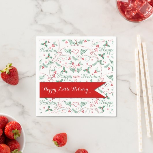 Serviette En Papier Garland rouge et vert Joyeux petit vacances (En situation)