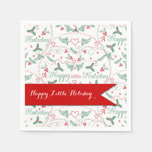 Serviette En Papier Garland rouge et vert Joyeux petit vacances