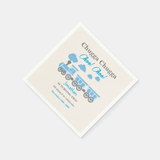 Serviette En Papier Garys Blue Train 2e fête d'anniversaire (Coin)