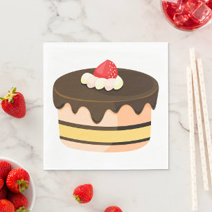 Serviette En Papier Gâteau au Chocolat avec Dégoulinade et Fraise
