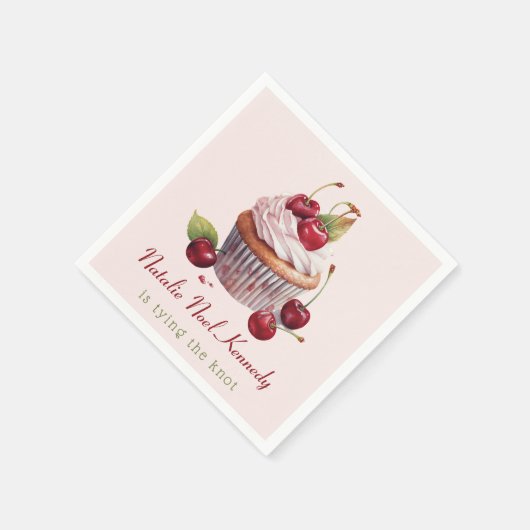 Serviette En Papier Gâteau Cerise à l'Arc Rose Coquette Fille Fantaisi (Coin)