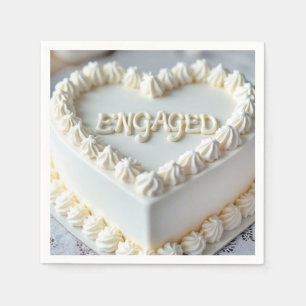 Serviette En Papier Gâteau cœur blanc pour fiançailles