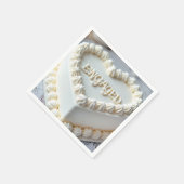 Serviette En Papier Gâteau cœur blanc pour fiançailles (Coin)