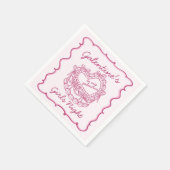 Serviette En Papier Gâteau Coquette Rétro Cœur Ruban Rose Galentines (Coin)