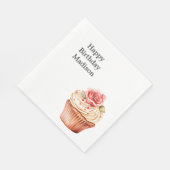 Serviette En Papier Gâteau Cupcake Anniversaire Rose Rose Pâle Élégant (Coin)