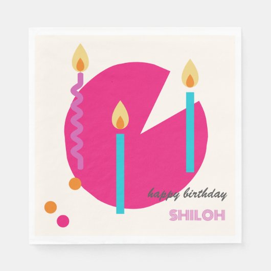 Serviette En Papier Gâteau D'Anniversaire Abstrait Avec Bougies Modern (Devant)