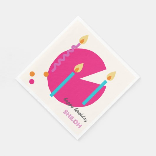 Serviette En Papier Gâteau D'Anniversaire Abstrait Avec Bougies Modern (Coin)