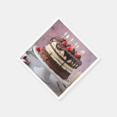 Serviette En Papier Gâteau D'Anniversaire De Crème Chocolée Aux Fraise (Coin)