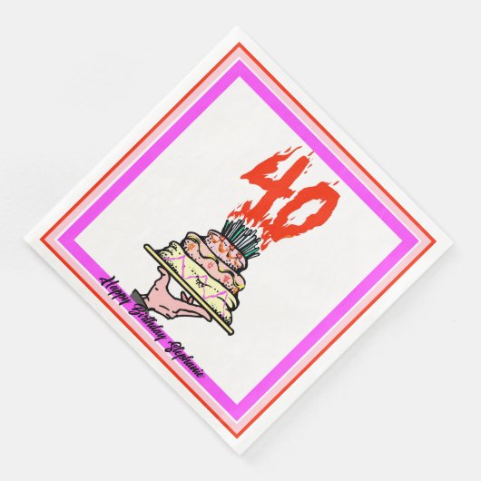 Serviette En Papier Gâteau d'anniversaire en feu avec 40 bougies (Coin)