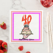 Serviette En Papier Gâteau d'anniversaire en feu avec 40 bougies (En situation)