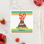 Serviette En Papier Gâteau d'anniversaire en feu avec 50 bougies (En situation)
