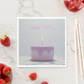 Serviette En Papier Gâteau d'anniversaire rose (En situation)