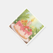 Serviette En Papier Gâteau d'anniversaire rose | Joyeux anniversaire (Coin)