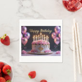 Serviette En Papier Gâteau d'anniversaire rose luxueux élégant extrava (En situation)