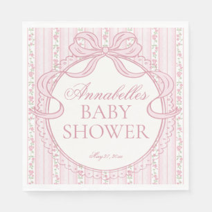 Serviette En Papier Gâteau de Baby Shower Fleuris Élégant Vintage Rose