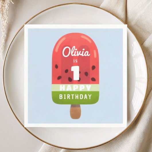 Serviette En Papier Gâteau de glace pastèque mignon pour 1er anniversa