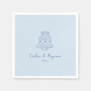 Serviette En Papier Gâteau de mariage bleu cool écriture manuscrite pe