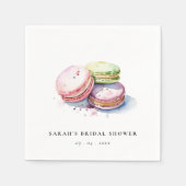 Serviette En Papier Gâteau de mariage Macarons français à l'aquarelle (Devant)
