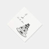 Serviette En Papier gâteau de mariage Mariage dessiné à la main (Coin)
