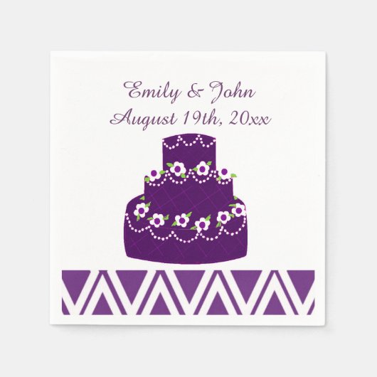 Serviette En Papier Gâteau de mariage violet (Devant)